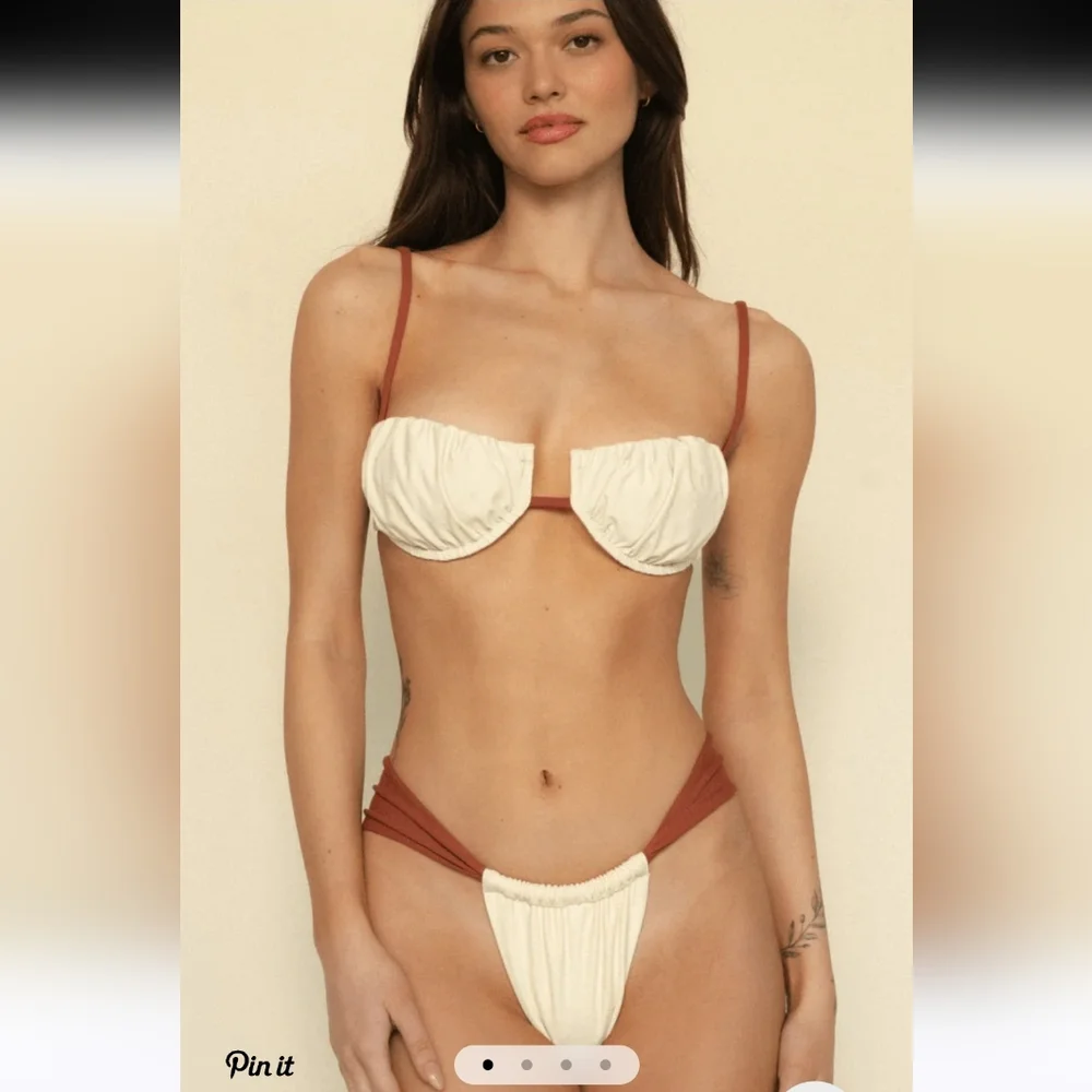 Montce Cream and Rust Two-Piece Bikini Set - Picture 2 of 6